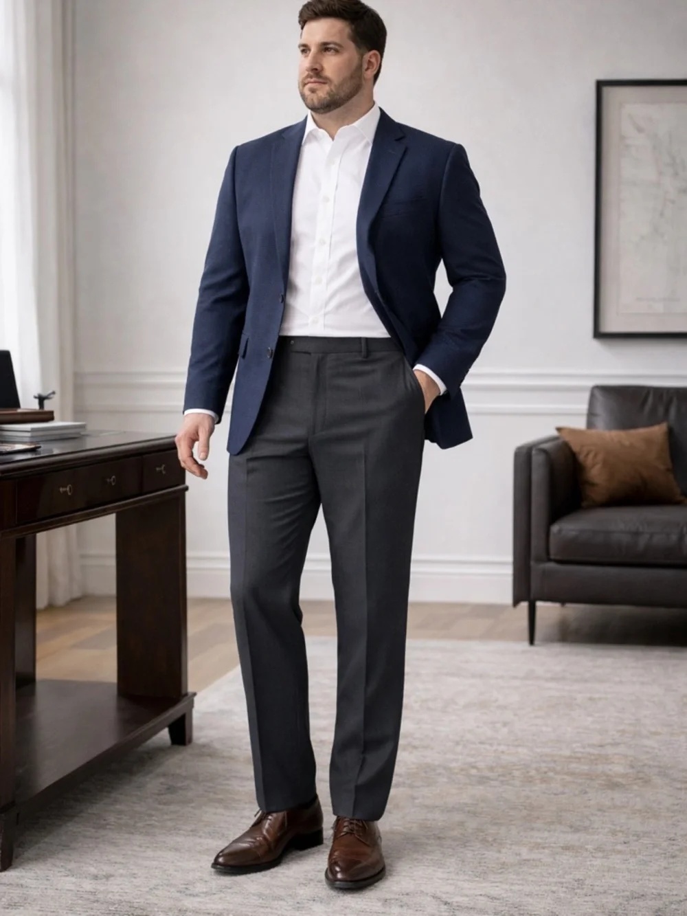 Ralph Lauren Purple Label Men’s Gray Wool Dress Trousers Hand Tailored 39x30 - Picture 2 of 14